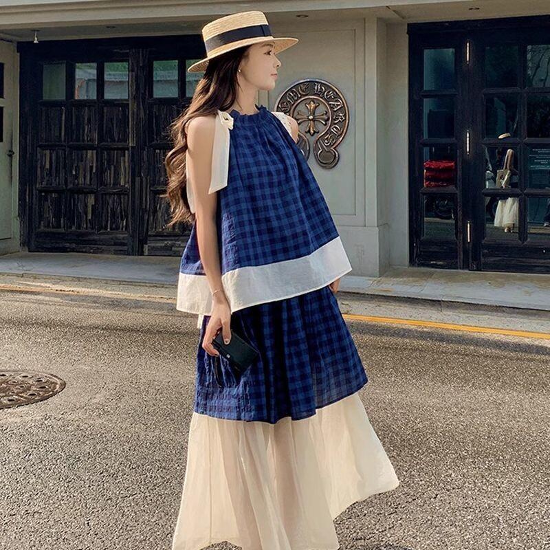 Women's Blue Plaid Two Piece S - Summer Short Set ulasan dan harga