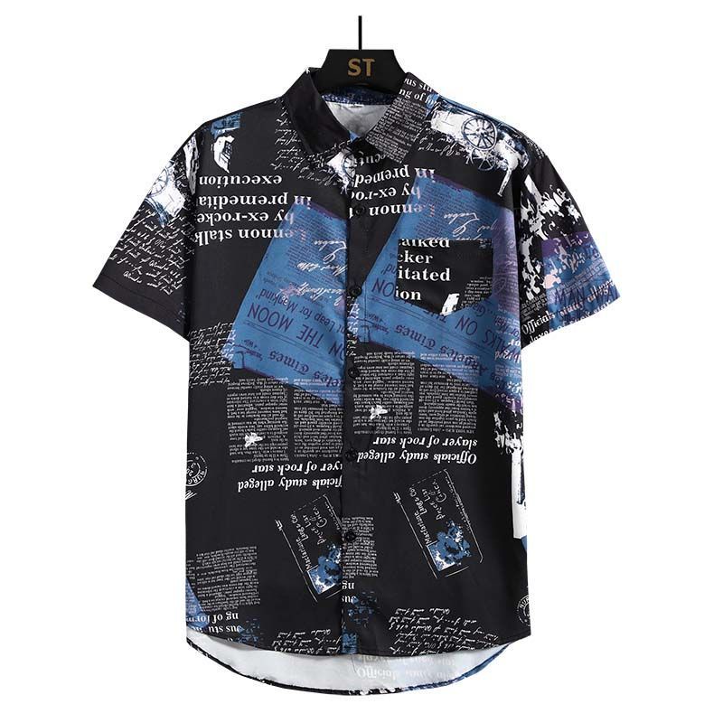 Men's Newspaper Printed 2-piec - Summer Short Set ulasan dan harga