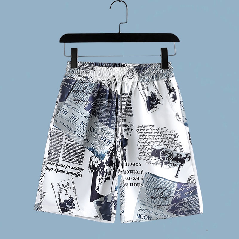 Men's Newspaper Printed 2-piec - Summer Short Set ulasan dan harga
