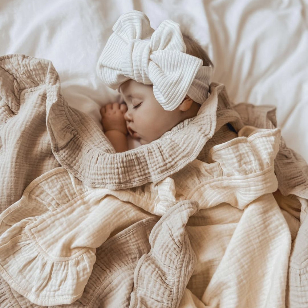 INS Ruffled Muslin Baby Swaddl - Baby Clothing Organic Cotton ulasan dan harga