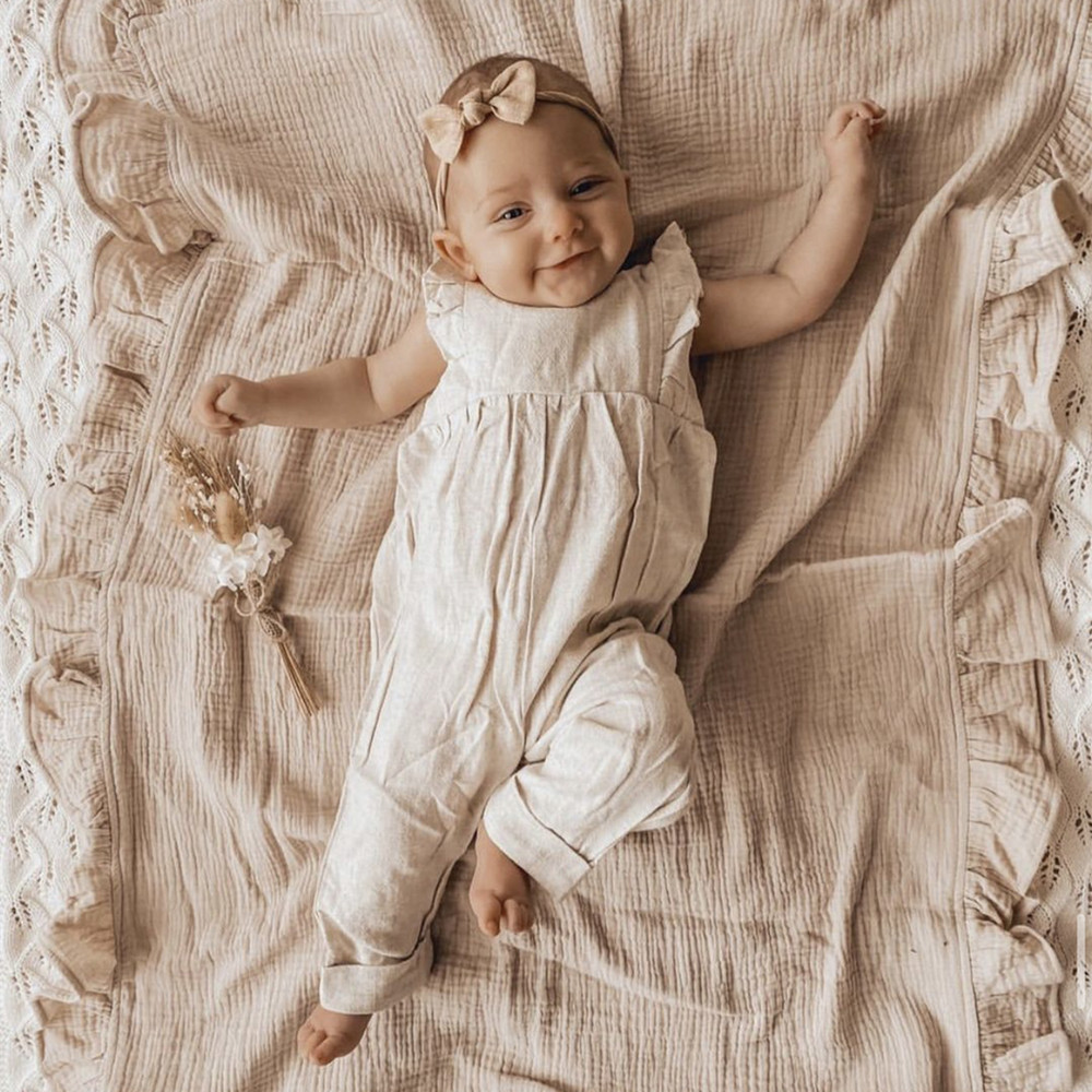 INS Ruffled Muslin Baby Swaddl - Baby Clothing Organic Cotton ulasan dan harga
